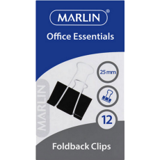 Marlin Office Essentials fold back clips 25mm 12's